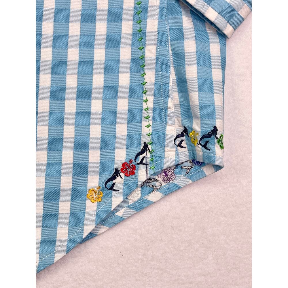 Robert Graham Blue White Gingham Check Long Sleeve Button Up Dress Shirt Size XL - Picture 5 of 11